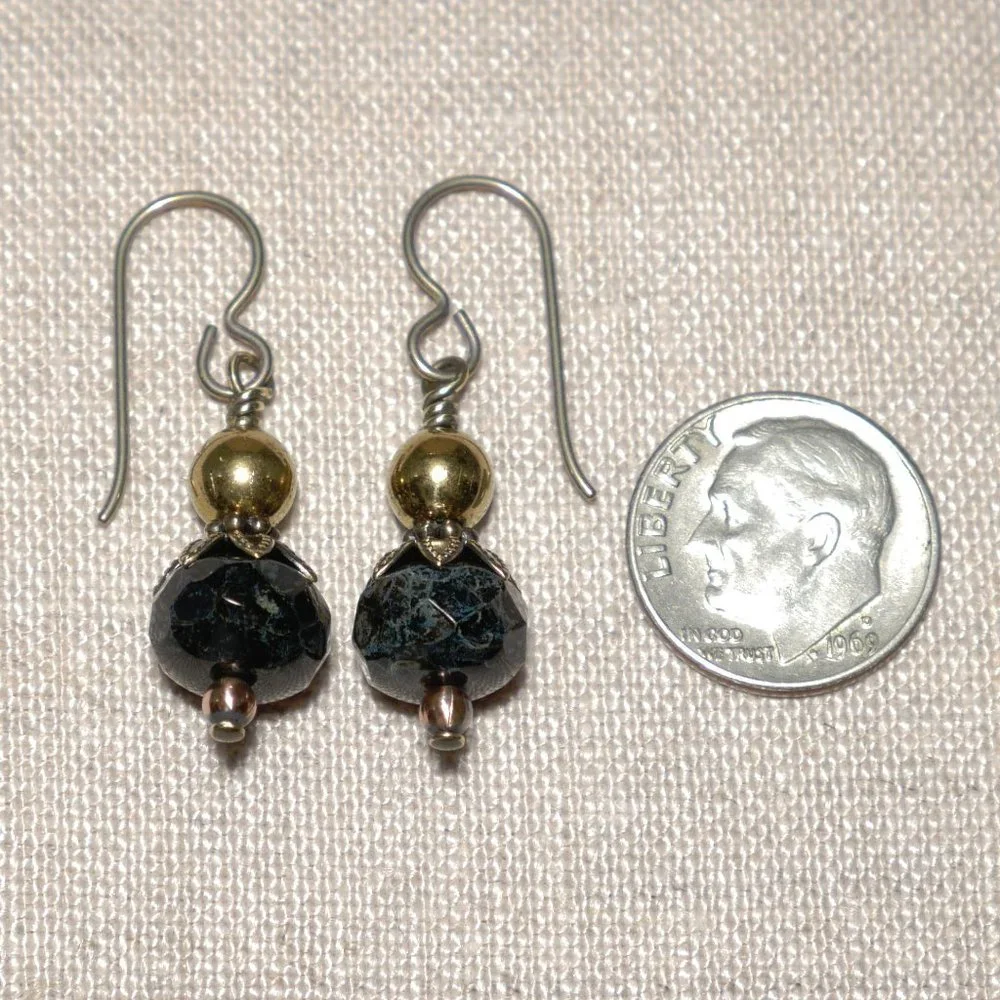 Hand Crafted Handmade Earrings Black & Bronze Czech Glass Bead Dangle Ea… - Picture 3 of 4